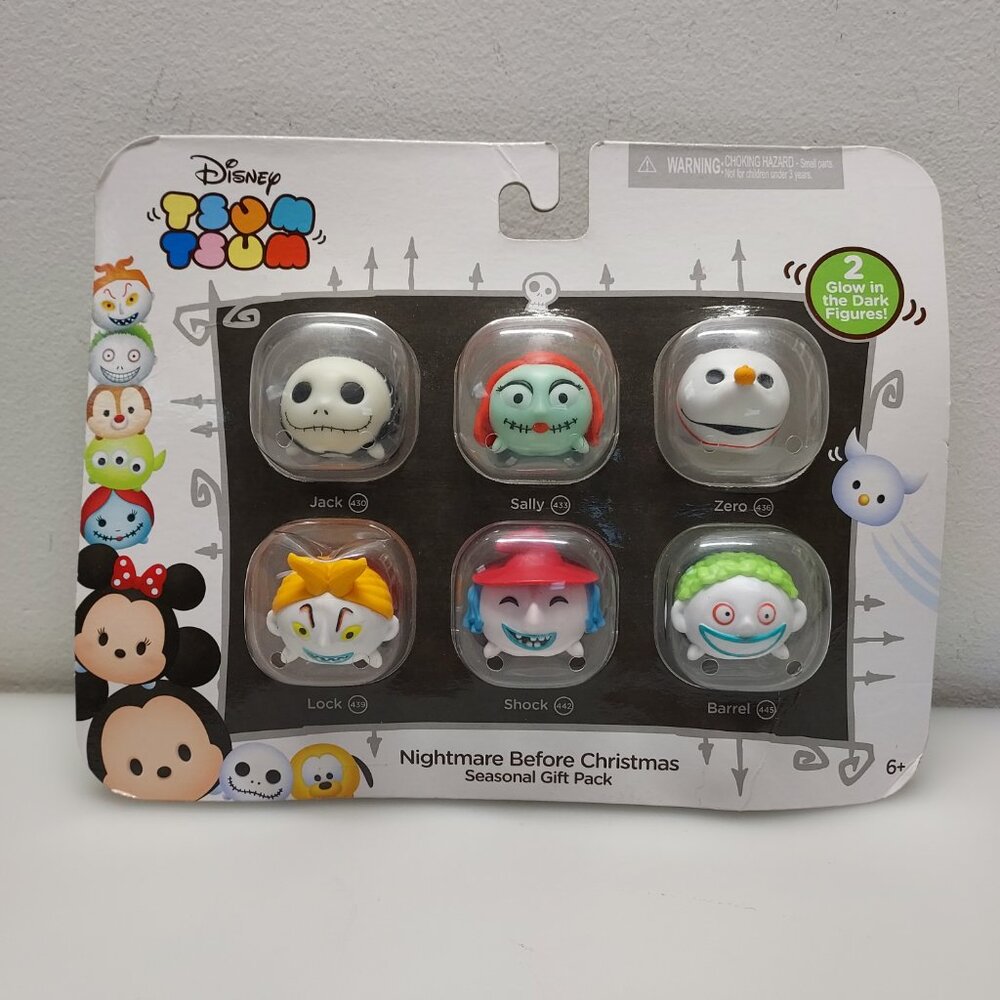 DISNEY NIGHTMARE BEFORE CHRISTMAS TSUM TSUM SEASONAL SET W/ 2 RARE GLOW IN DARK